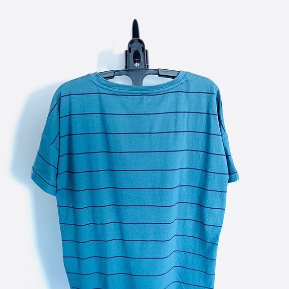 MADEWELL Dark Turquoise Striped V-neck Shirt - Picture 4 of 6